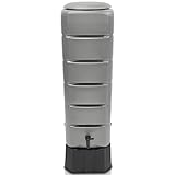 YourCasa Regentonne [Tower] 120L mit Standfuss, Deckel & Wasserhahn - Regenfass Frostsicher aus...